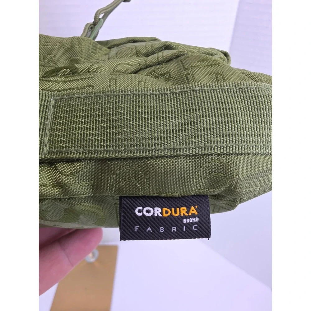 Supreme Cordura Shoulder Bag Olive Green Embossed Logo Crossbody FW22